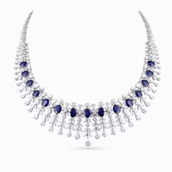 Midnight Flora 18K White Gold Sapphire Diamond Bridal Jewellery Set — Kooheji Jewellery