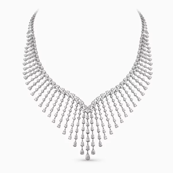 18K White Gold Marquise Diamond Fringe Bridal Set — Lifestyle View