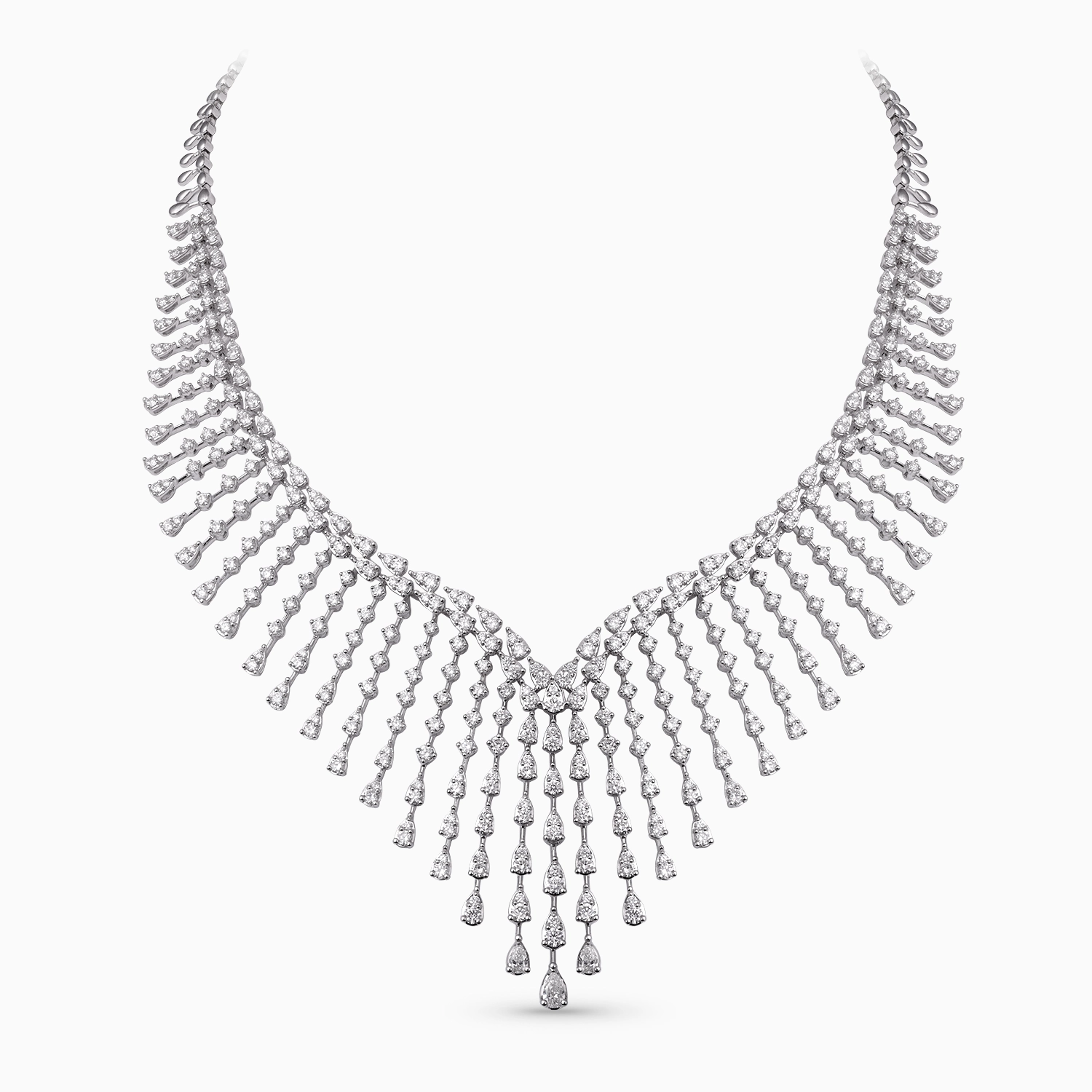 40419_2_Kooheji_Jewellery_Bridal_Set_Necklace_WG_K001-001-003133-S-DIA-WT-OO.webp 18K White Gold Marquise Diamond Fringe Bridal Set — Lifestyle View
