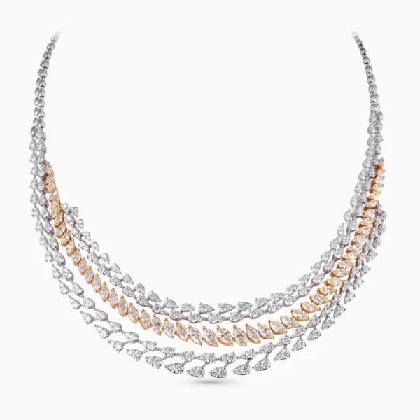 Ethereal Vine 18K White and Rose Gold Pavé Diamond Bridal Set — Lifestyle View