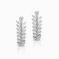 Leaf Drop Stud Earrings White Gold