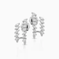 Leaf Climber Marquise Earrings In White Gold